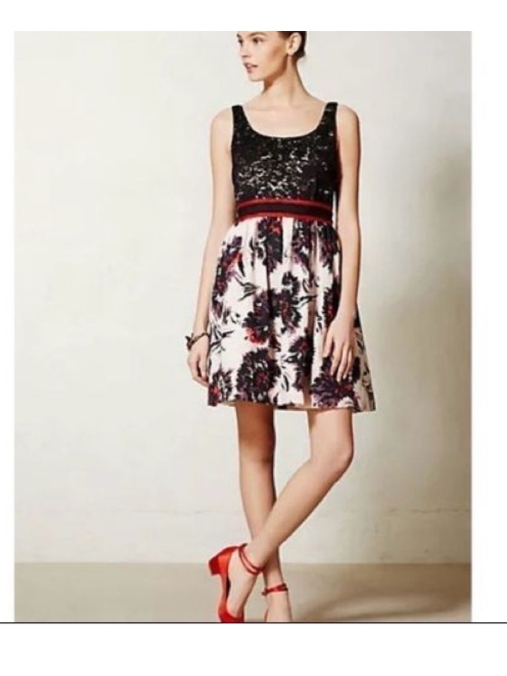 Anthropologie Women’s Peter Som Floral Brushstroke Dress Size 2 Lace